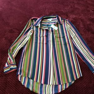 Jessica Simpson women's striped long sleeve shirt "Amanda" size M